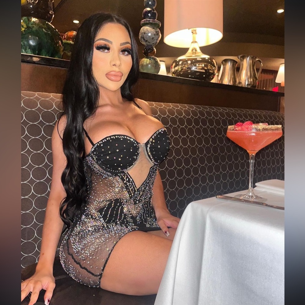 Fashion Nova crystal mini birthday dress rhinestone black xs